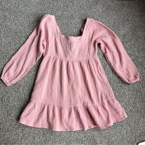 Allison & Kelly 100% Cotton, Pink Long Sleeve Mini‎ Dress, Size Medium